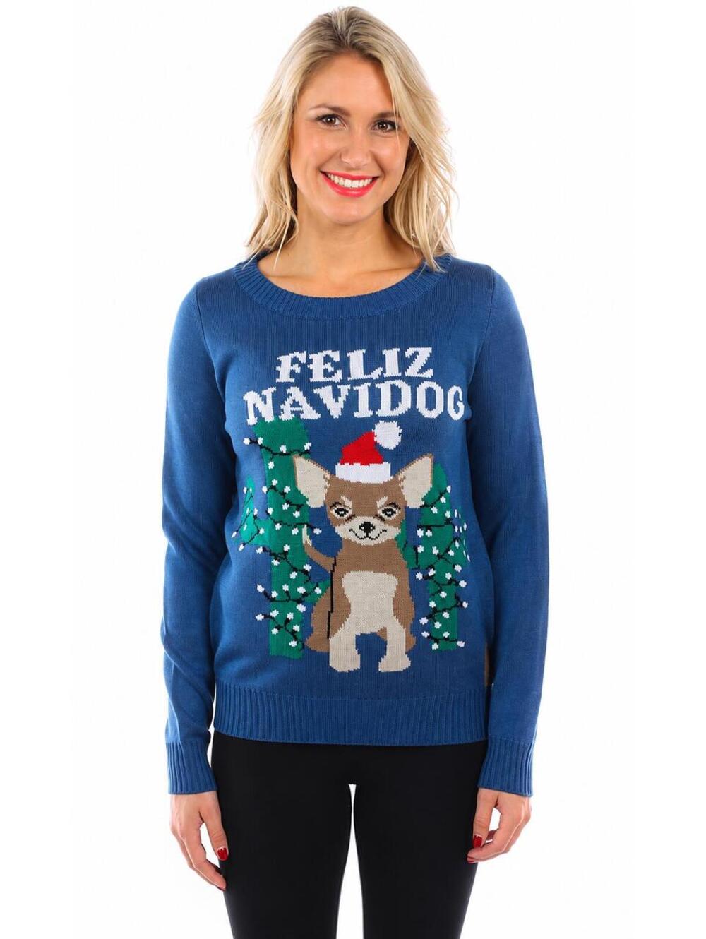 NWT Tipsy Elves Feliz Navidog Christmas Sweater Women's Size Small